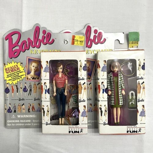 Vintage 1995 Barbie Keychains Lot of 2 - Poodle Parade Barbie & Picnic Barbie
