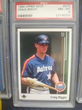 1989 Upper Deck CRAIG BIGGIO Rookie Card RC #273 HOF Houston Astros - PSA 8