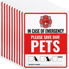 10 Pcs Pet Alert Safety Fire Rescue Sticker, Pet Alert Sign Stickers, 5 X 4 Inch