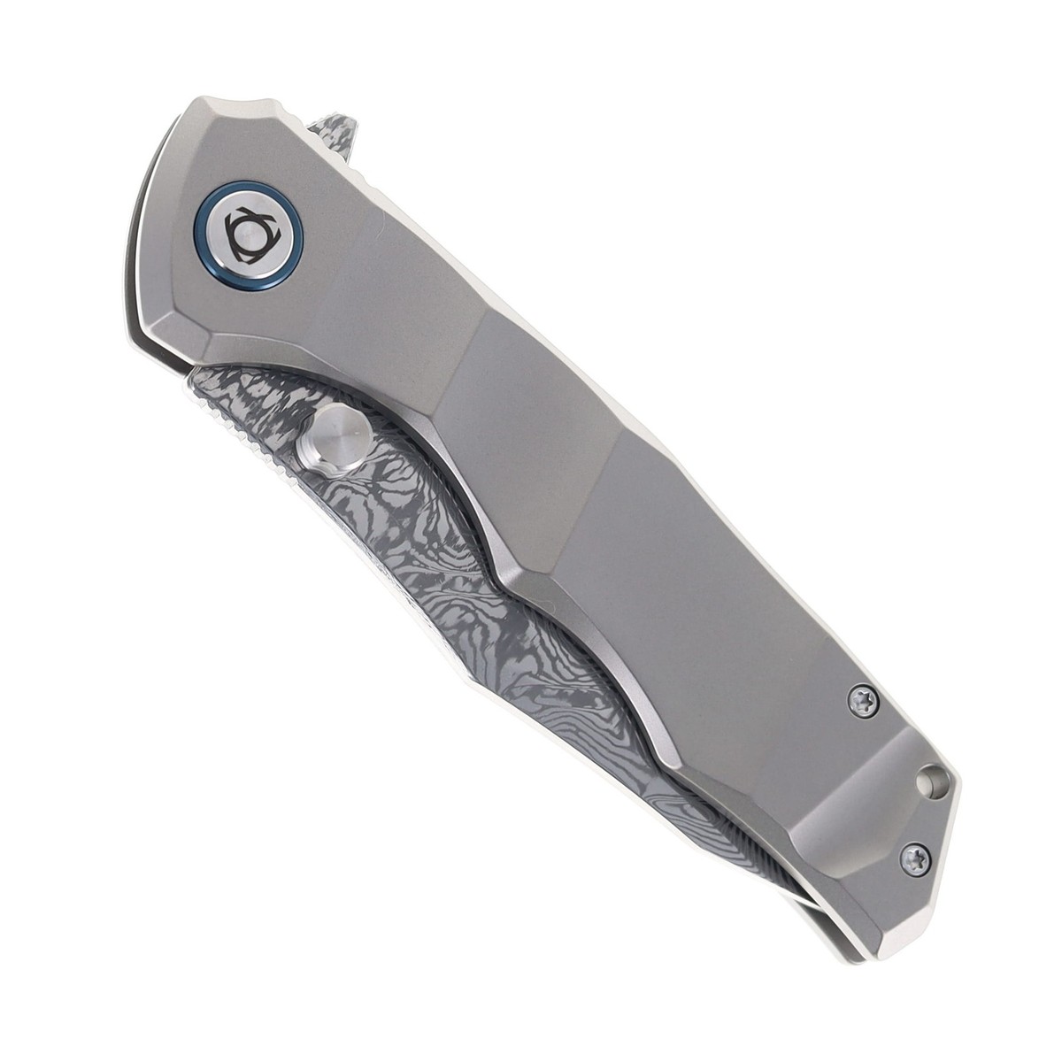 SixLeaf Folding Knife Gray Ti Handle Damascus RWL34-PMC27 SL-81