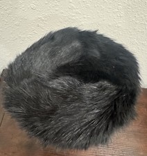 Vintage 1960s Fur Pillbox Hat Black