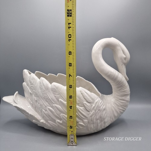 Vintage Italian Ceramic Swan Shape Flower Planter White 10" Decorative MCM - Picture 15 of 15