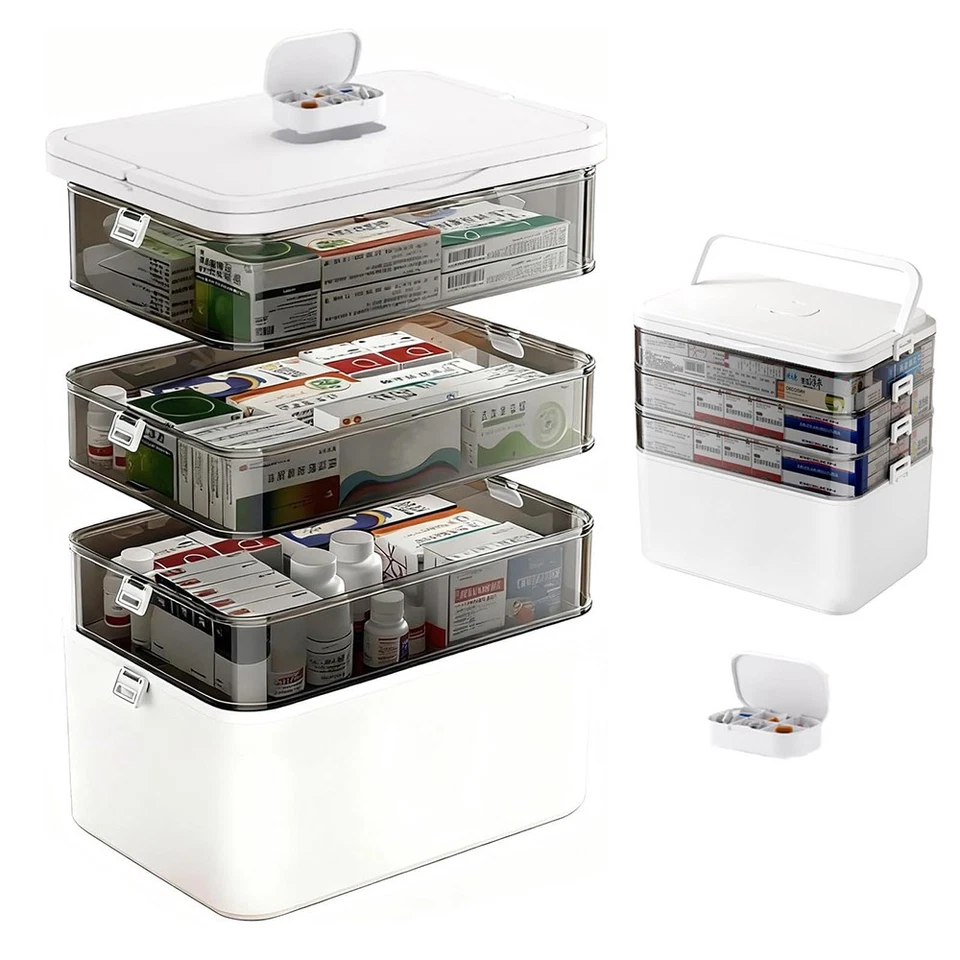 4 Etagen Medikamenten Aufbewahrung, Medizinbox, Hausapotheke Box, Apothekenbox - Bild 2 von 4