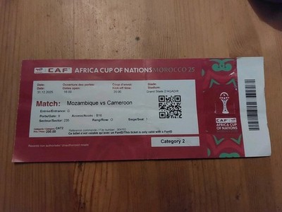 Used Ticket Africa Cup of Nations Morocco 2025 Mozambique vs Cameroon 31.12.