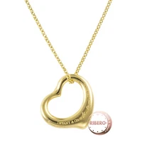 TIFFANY&Co. Elsa Peretti Open Heart Necklace Pendant 18K Yellow Gold