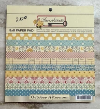October Afternoon *FARMHOUSE* 8x8 Paper Pad *42 Sheets* RARE Scrapbook READ