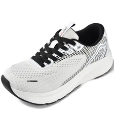 Wide-Toe Box Shoes Arch Support Wide Width Sneakers for Running Athletic White