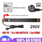 8 Way 19" Power Board Server Rack Mount PDU 1RU Overload Protection + Switch OZ