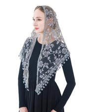 Triangle Catholic Church Veil Floral Lace Scarf Mass Mantilla Chapel Veil