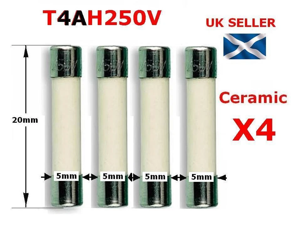 4x CERAMIC 20mm TIME LAG LITTELFUSE SLO SLOW BLOW FUSES T4AH250V T4A H250V SIBA
