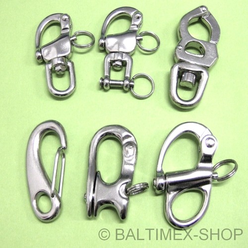Schnappschäkel Schnapphaken Karabiner Haken Wirbel Schäkel Edelstahl NIRO A4 +
