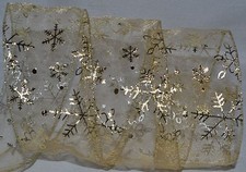 Wired Ribbon Sheer Christmas Metallic Gold Snowflake Holiday Silver 2.5" Bow