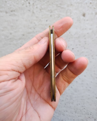 VINTAGE JAPANESE BRASS NOVELTY FIGHTING SOLDIER FOLDING POCKET KNIFE, RARE, VG! - Picture 7 of 15