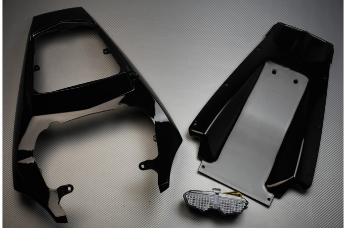 Carénage arrière noir avec feu transparent pour moto Yamaha YZF R6 2005 RJ09