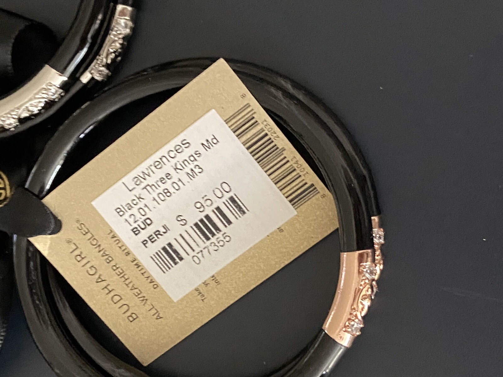 2 Sets BuDhaGirl THREE KINGS Black ALL WEATHER BANGLES BRACLETS Small