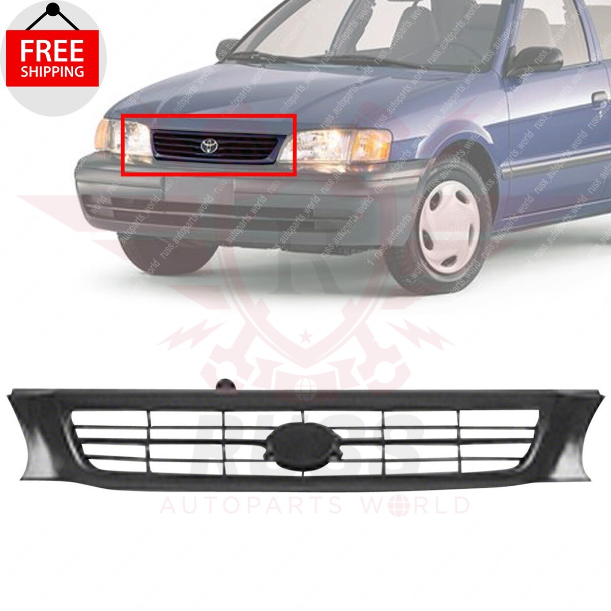New Front Grille Paints to Match Fits 1995-1997 Toyota Tercel 2-Door TO1200190