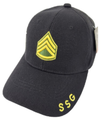 U.S. Army Rank, Staff Sergeant, E-6, Adjustable Black Baseball Cap # | eBay