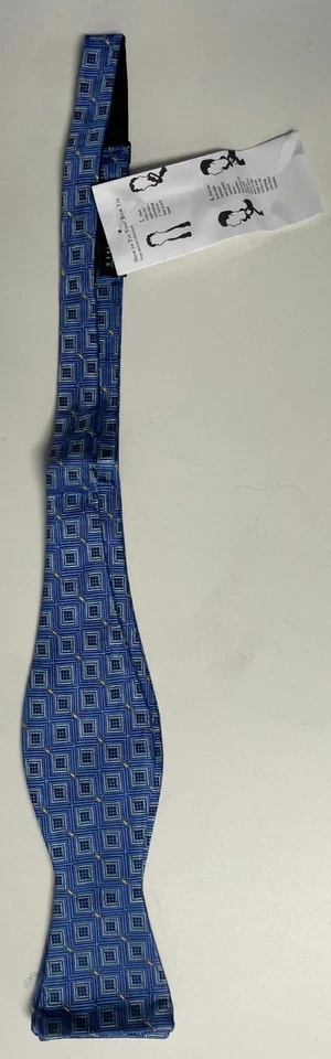 Pajarita Hombre Seda Azul Plata Geométrica AUTOCORBATA Pajarita Foto 3 de 4