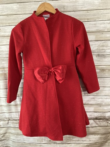 Blueberi Boulevard Girls 10 12 Red Fit Flare Dress & Bow Jacket Coat Set j187 - Picture 3 of 6