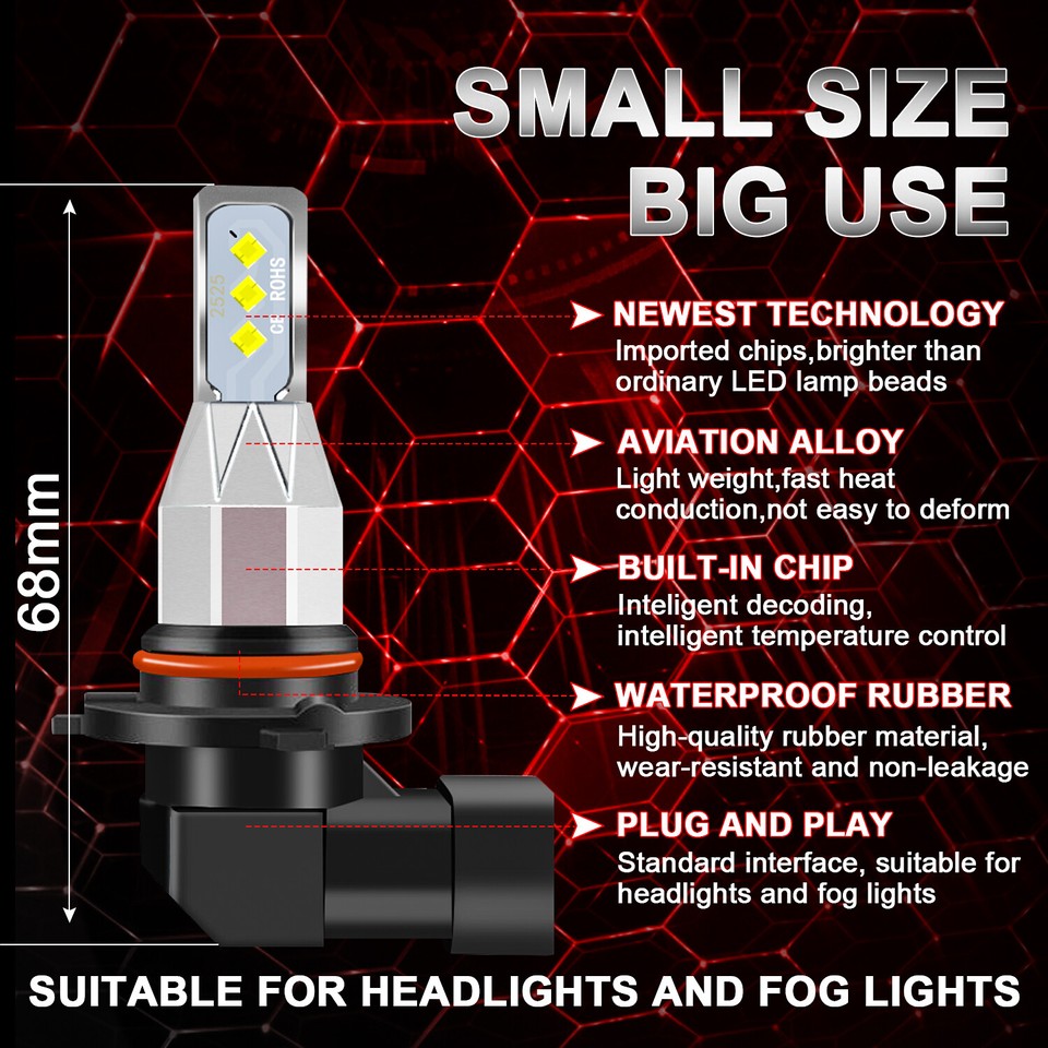 Combo 9005+H11+9145 LED Headlight Hi Low Fog Bulbs 6000K Super Bright