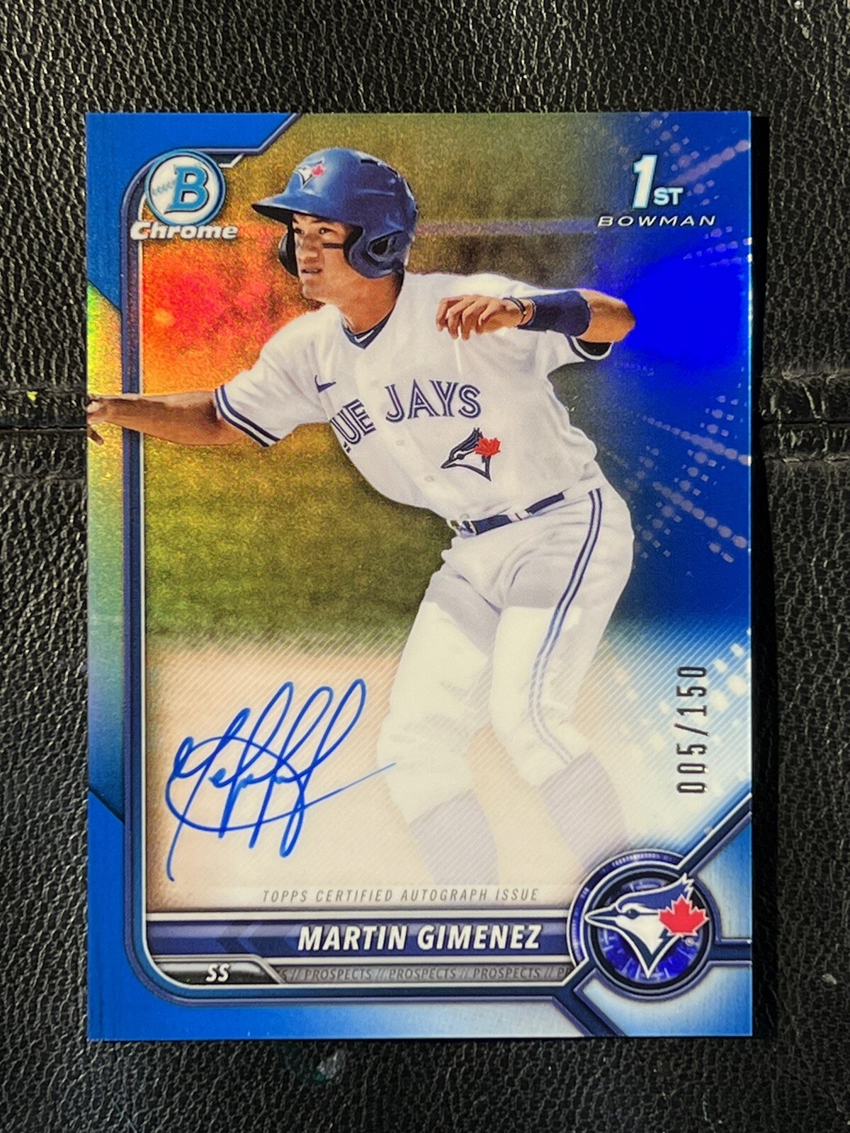 MARTIN GIMENEZ 2022 Bowman Chrome Blue Refractor Auto 5/150 1st