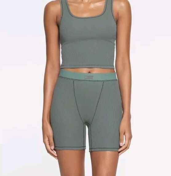 Skims Women's Rib Boxer Green Sz Medium