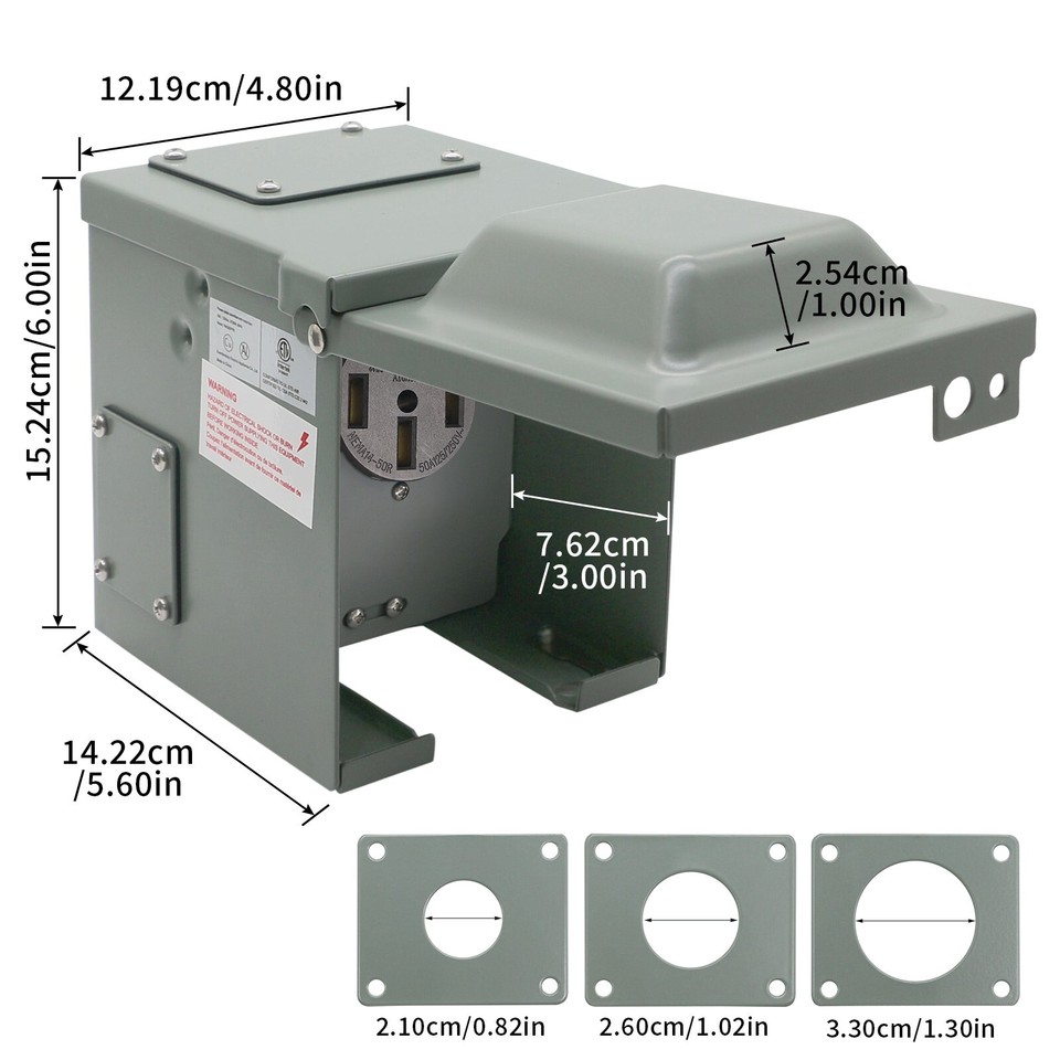RV Lockable Power Outlet Box 50Amp Outdoor Camper RV Receptacle Box 125