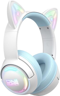 Cat Ear Gaming Headphones RGB   Wireless Bluetooth/2.4G/Wired, Mic, Long Battery