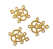 20 Bright Gold Bead Drop 11mm Filigree Heart Loops Jewelry Making Craft Charms