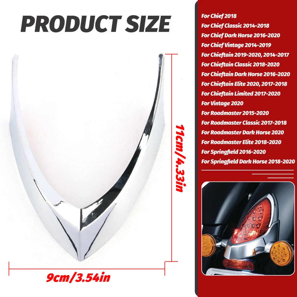 1PC Tail Light Top Trim Cover For Indian Chief Classic Roadmaster 2014-2018 - Изображение 2 из 4