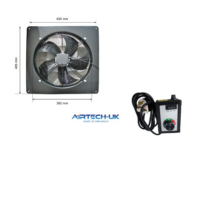 Industrie Dunstabzugshaube Metall Plattenventilator Axial Abluftgebläse 350MM + Drehzahlregler