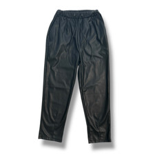Women's Black Faux Leather Jogger Pants Size XS Elastic Waist
