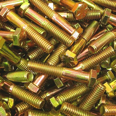 (50) 3/8''-16 X 2'' Grade 8 Hex Head Cap Screw Bolt Yellow Zinc Plated Coarse