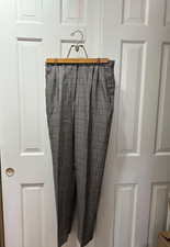 Brookside Ladies Black and White Plaid Vtg Pants size 16, made in USA