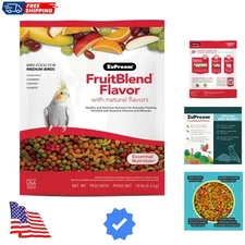 FruitBlend Bird Food, Bird Feed Pellets for Cockatiel, Lovebird, Quaker, Smal...