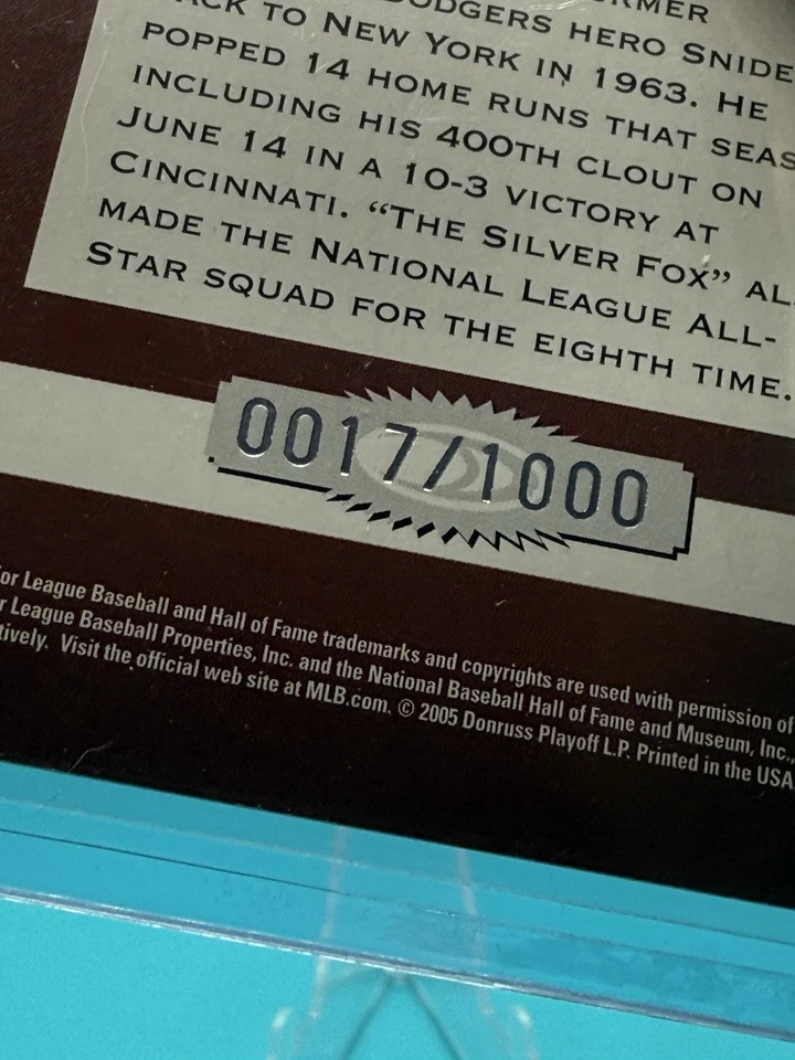 2005 Donruss Classics - Home Run Heroes Duke Snider #HR-4 /1000 - Image 3 of 3