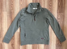 L.L. Bean Olive Green Quilted Quarter-Zip Mock Neck Pullover Sweatshirt, XS Reg