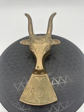 Vintage Solid Brass Bull Steer Longhorn Boot Jack Shoe Puller 