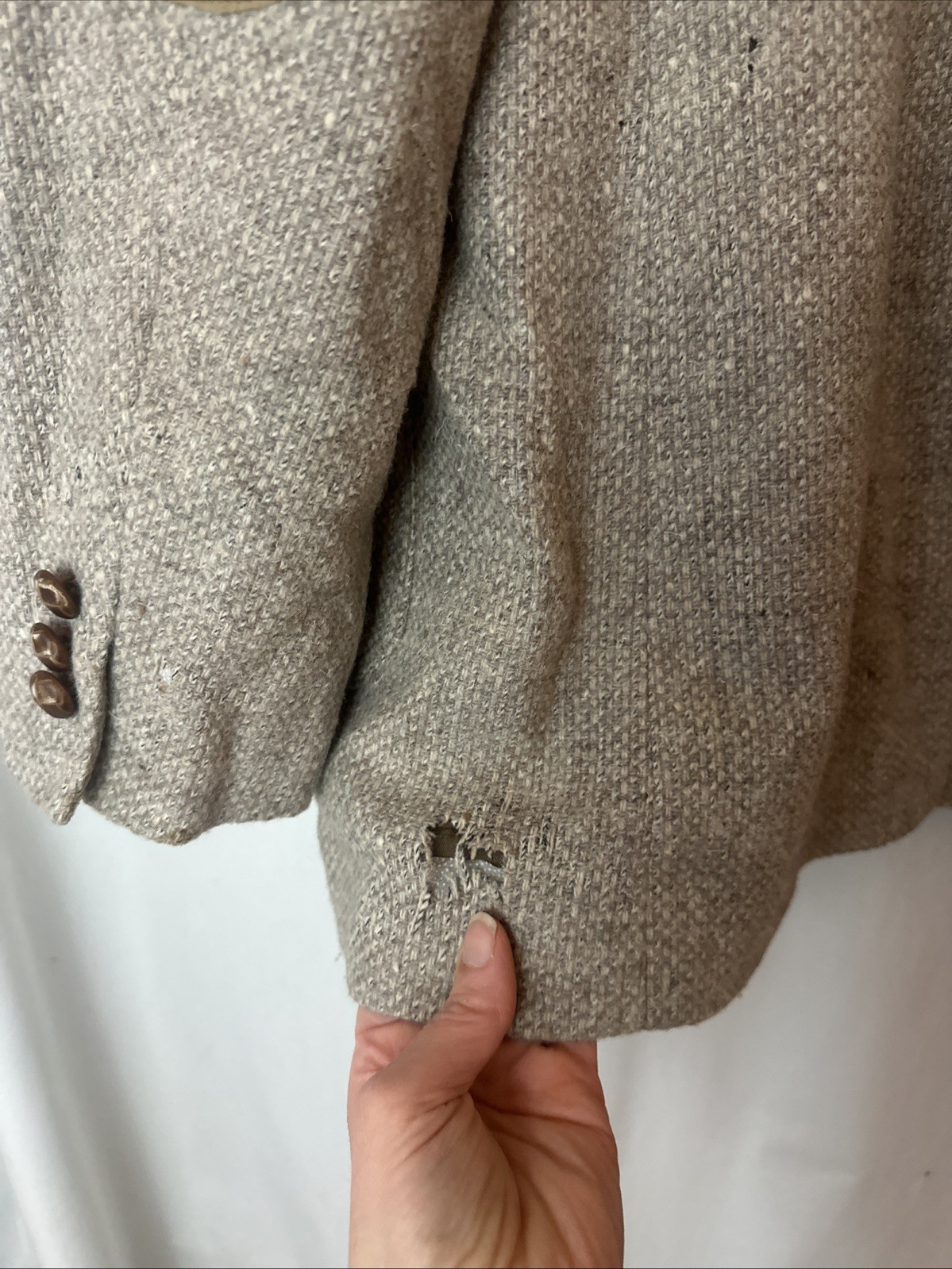 Vtg PENDLETON Tweed Wool Leather Patch Jacket Bla… - image 12