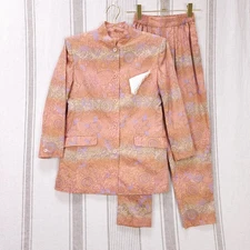 Kenzo Paris Pant Suit Blazer Womens Medium Floral Print Pastel Designer Vintage
