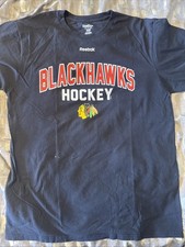 Chicago Blackhawks Hockey Black Reebok Cotton...