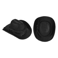2 Pcs Black Mini Cowboy Hats for Crafts Dolls Wedding, 6.5cm x 5cm x 3cm