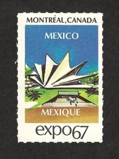 Mexico 1967 World's Fair Exposition Poster Stamp - Montreal Canada