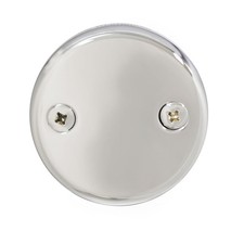 D329-26 3-1/8" Two-Hole Bathtub Overflow Faceplate and Screws, Polished Chrome