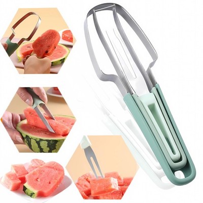 FMOYSIEN 3-in-1 Watermelon Cutter Slicer Tool,Stainless Steel M, Green 