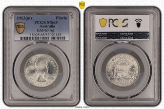 PCGS 1963(m) Australia Florin KM 60 Ag MS65