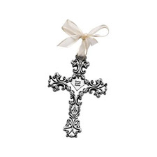 Blessings on Your Baptism Filigree Cross Ornament   5  Gift Boxed