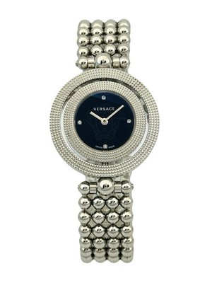Versace EON 79Q99 Women's  Rotating Case Ring with Black enamel dial Watch 79Q