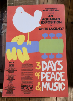 Vintage 1980s/90s Woodstock Concert Poster Reproduction NOS Rock