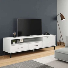 TV Cabinet White Solid pine wood, metal